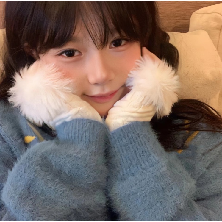 Găng tay hở ngón lông thỏ giả thời trang Y2K Vintage Style