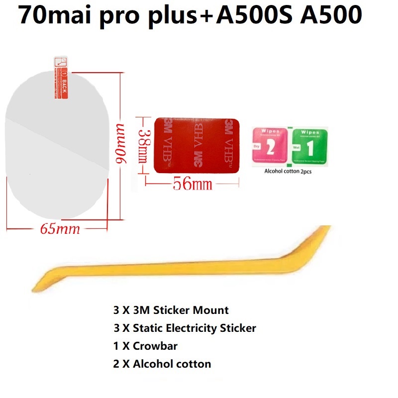 Miếng Dán Chống Tĩnh Điện 3M Trong Suốt Cho Máy Ghi Dữ Liệu Xiaomi 70MAI Pro DDPAI 1S M300 D06 D02 D08 Mini 3 Mola N3 Z40 A500S M500 A400 A800