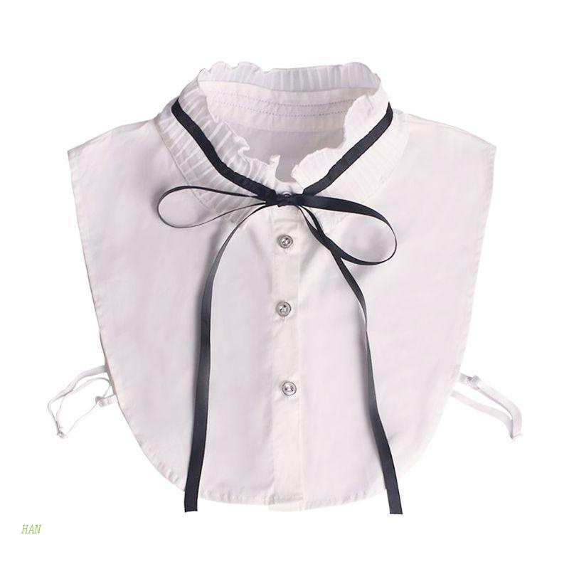 Áo Thun Cotton Cổ Đứng Cột Dây Ruy Băng Giả Xếp Ly Phối Bèo Kiểu Hàn Quốc Thời Trang Cho Nữ