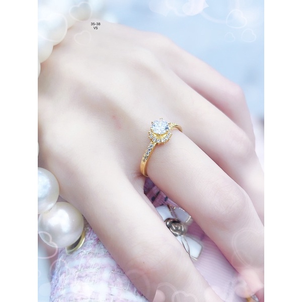 Nhẫn nữ đá cao, nhẫn ổ đá nhỏ nhẹ vàng tây10k chuẩn