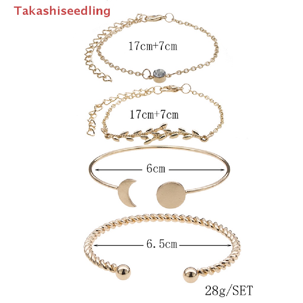 Set 4 Vòng Tay Hợp Kim Đính Đá Phong Cách Bohemian Cho Nữ