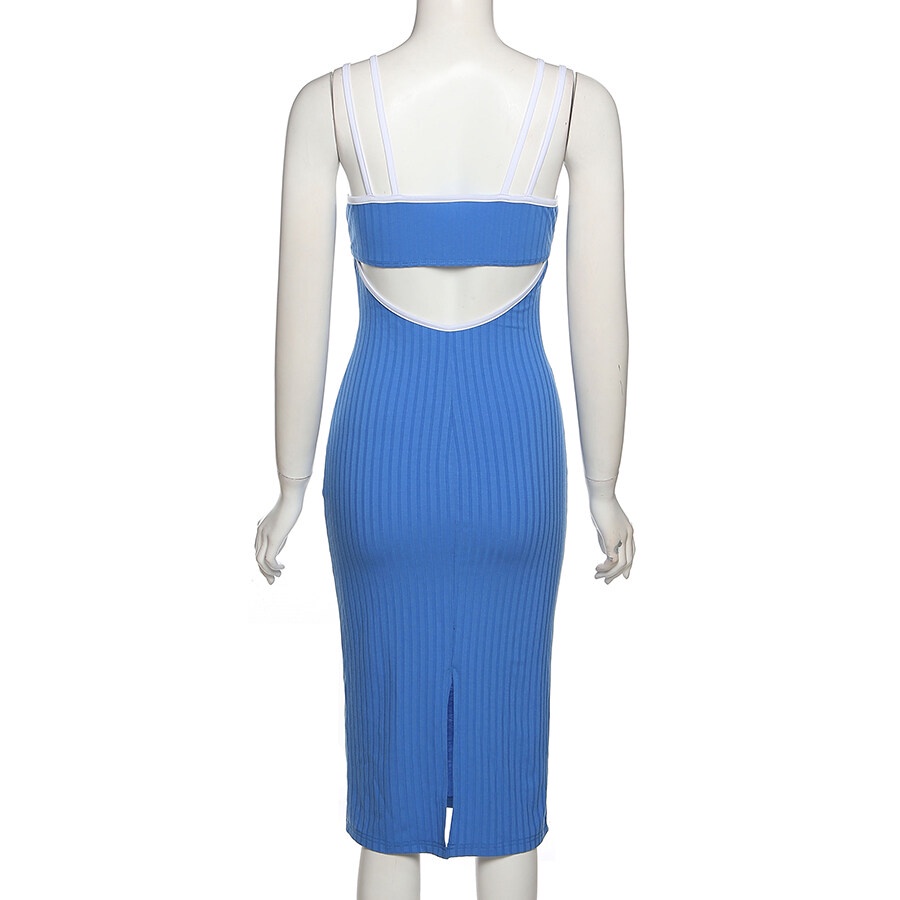 Đầm Midi Sát Nách Ôm Dáng Co Giãn Xẻ Tà Thời Trang Mùa Hè Cho Nữ