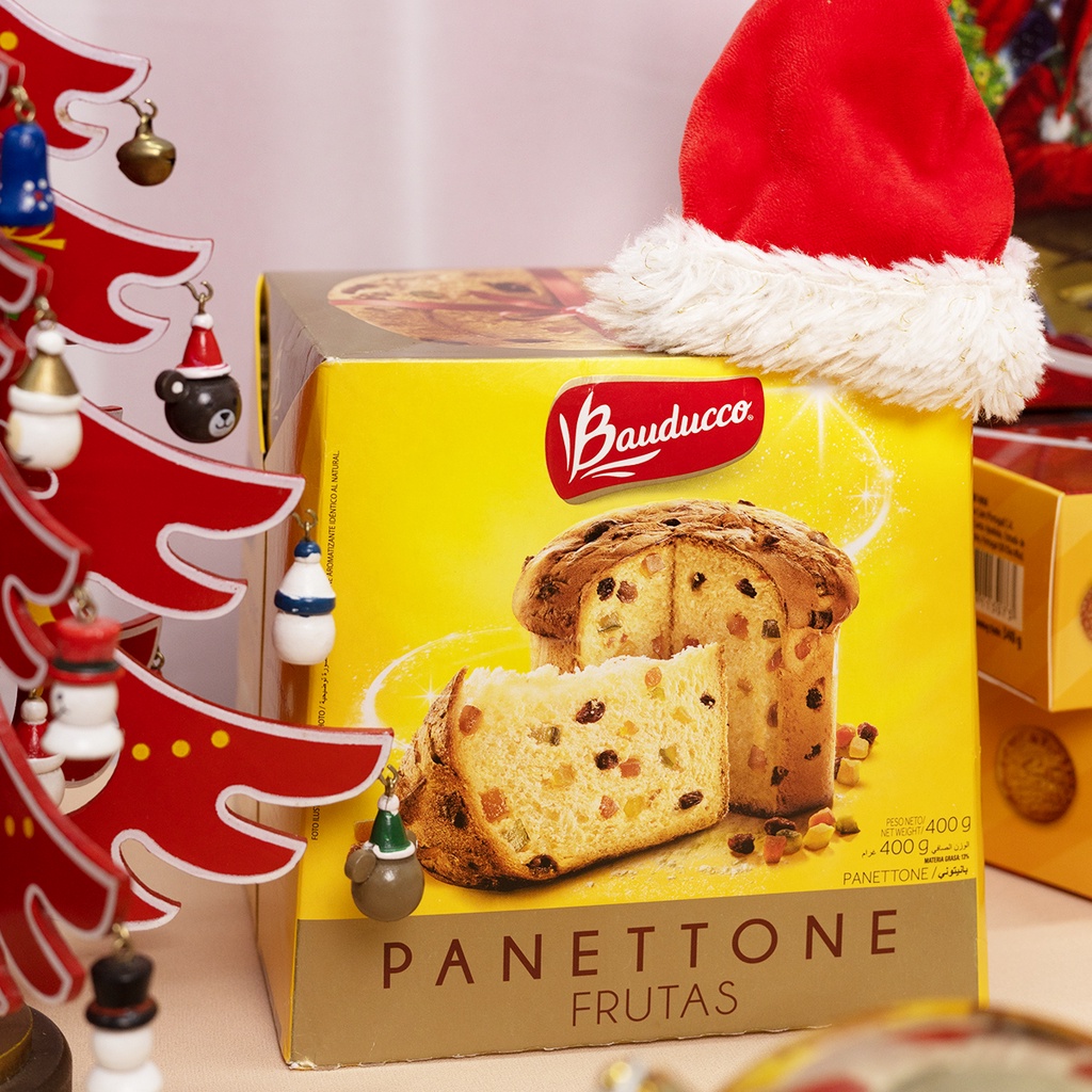 (Giá sỉ) Bánh bông lan men tự nhiên Panettone Bauducco Ý có 2 vị socola và nhân trái cây khô truyền thống 100g