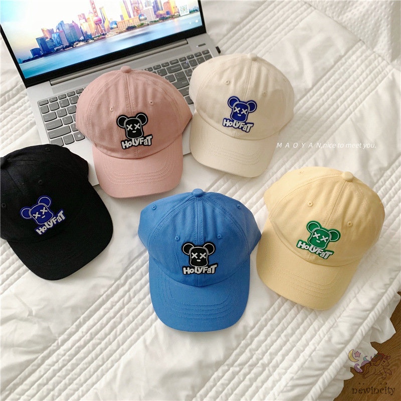 Mũ Lưỡi Trai Bằng Da Hình Chú Gấu Màu Kẹo Ngọt Phong Cách Hàn Quốc Cho Bé