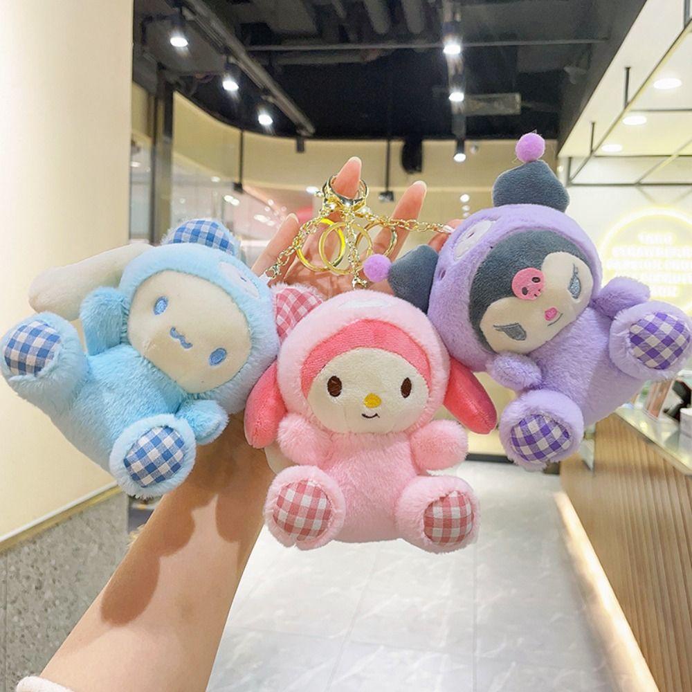 AARON1 Móc Chìa Khóa Hình Cinnamoroll Nhồi Bông Dễ Thương Giá Đỡ