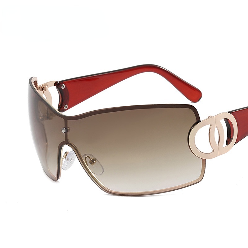 (YUZHU) Kính Râm Nữ Oversized Thời Trang Phương Tây Y2K Babes Kim Loại