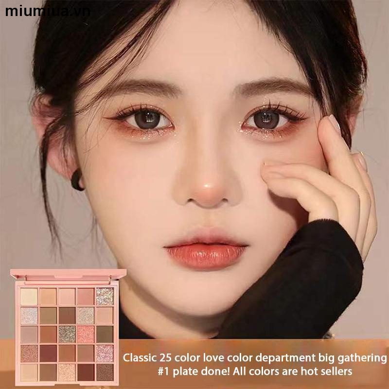 miumiuaBảng Phấn Mắt 25 Màu Lì Sắc Tố Ngọc Trai Có Chất Lì Dễ Tẩy Trang Tiện Dụng