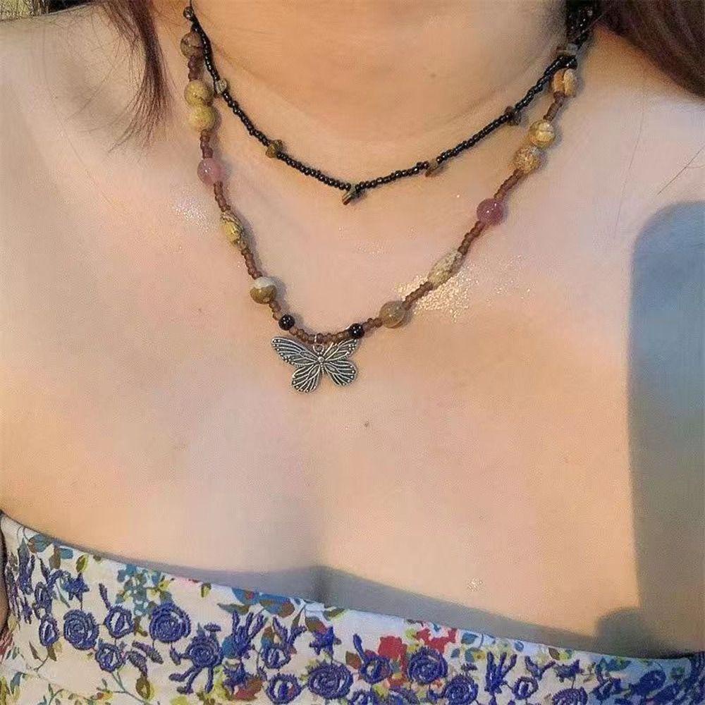 Vòng cổ Hợp Kim Mặt Hình Bướm Phong Cách Trung Hoa Thời Trang Cho Nữ