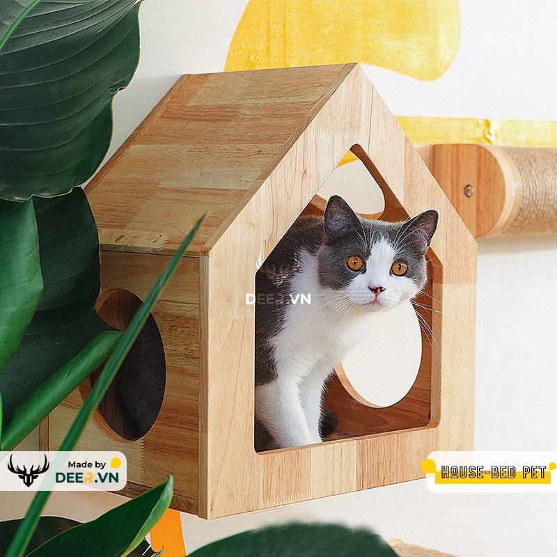 DEER - Nhà Gỗ Cho Mèo - Nhà Gỗ Cho Mèo Treo Tường