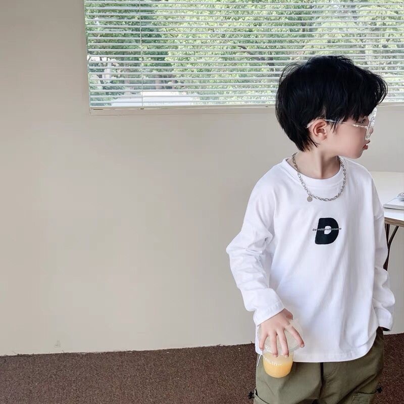 Áo Thun Cotton Tay Dài Thời Trang Hàn Quốc Dành Cho Bé Trai