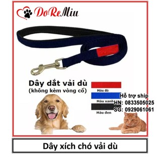 STHA - Dây dắt chó mèo vải dù (3 màu) dây xích không kèm vòng cổ - bản 1,5cm dài 1,2m phù hợp chó mèo dưới 12kg