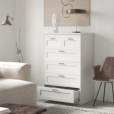 SENGE, Tủ lưu trữ đồ dùng tân cổ điển 5 tầng 6 ngăn DRA_097, 82x50x126cm, tủ gỗ Scandi Home