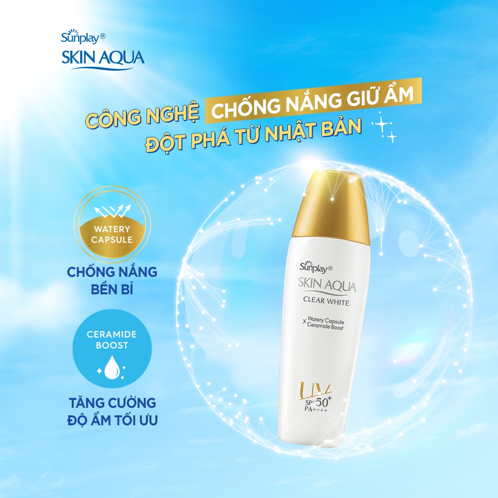 Sữa chống nắng dưỡng trắng cho da dầu Sunplay Skin Aqua Clear White SPF 50+, PA++++ 25g và 55g