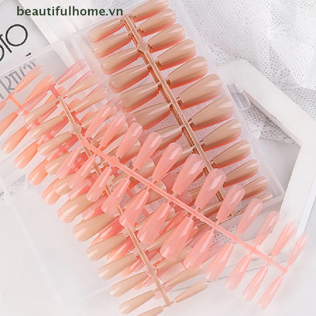 Bộ 240 Móng Tay Giả Hình Vuông Nối Dài Bảo Vệ Toàn Diện Màu Nude / Hồng