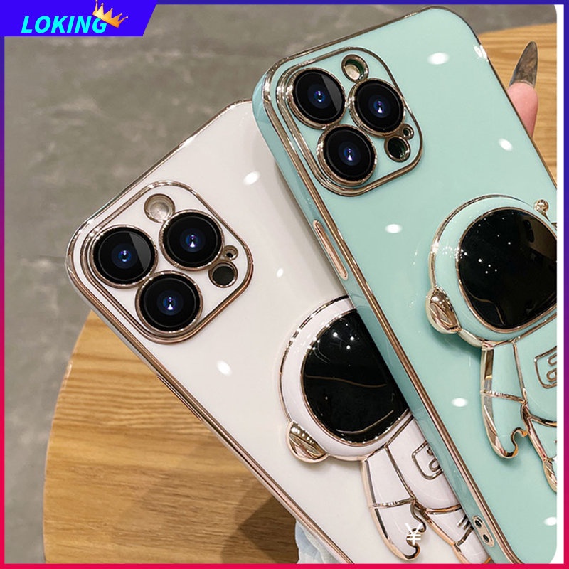 Ốp Điện Thoại silicone In Hình Phi Hành Gia Kèm Giá Đỡ Cho iphone 15 promax 15 plus 11pro max 12pro max 13pro max 14pro max