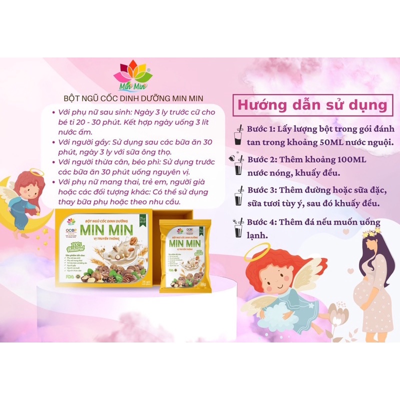 [MẪU MỚI] Ngũ Cốc Min Min 29 Loại Hạt, Ngũ Cốc Cho Bà Bầu, Ngũ Cốc Giảm Cân, Tăng Cân, Dạng Gói 20g, 25 Gói/500g