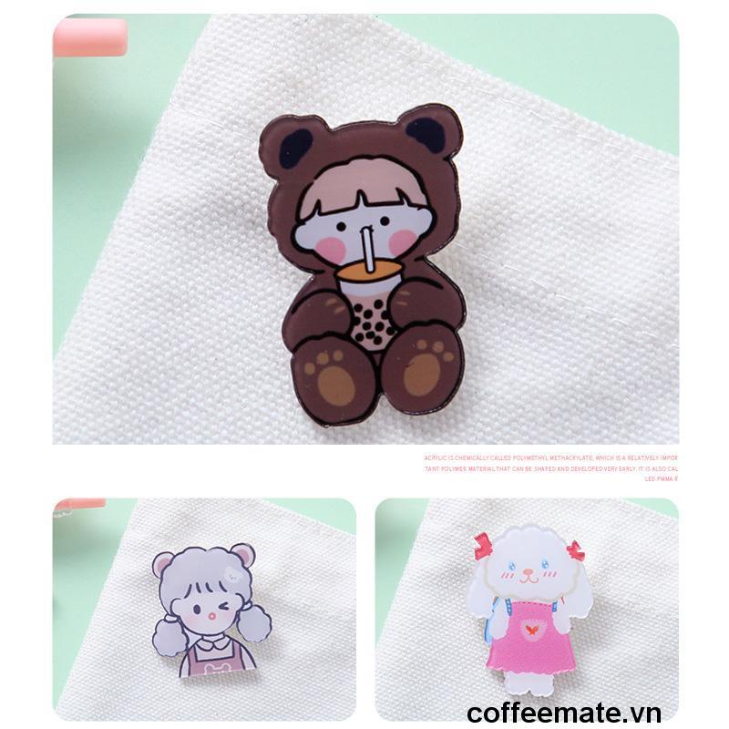【coffeemate】⚡ Acrylic Trâm Sáng Tạo Hoạt Hình Dễ Thương Thổ Cẩm Túi Cá Tính Quần Áo Phụ Kiện Huy Hiệu