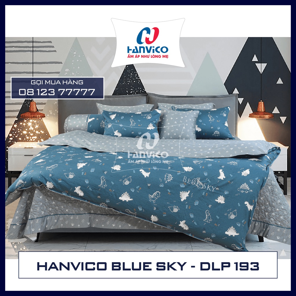 ☀️ Bộ Chăn Ga Gối ☀️ Hanvico Blue Sky DLP193, Chất liệu - Cotton cao cấp (bán lẻ Ga chun, vỏ gối, vỏ chăn)