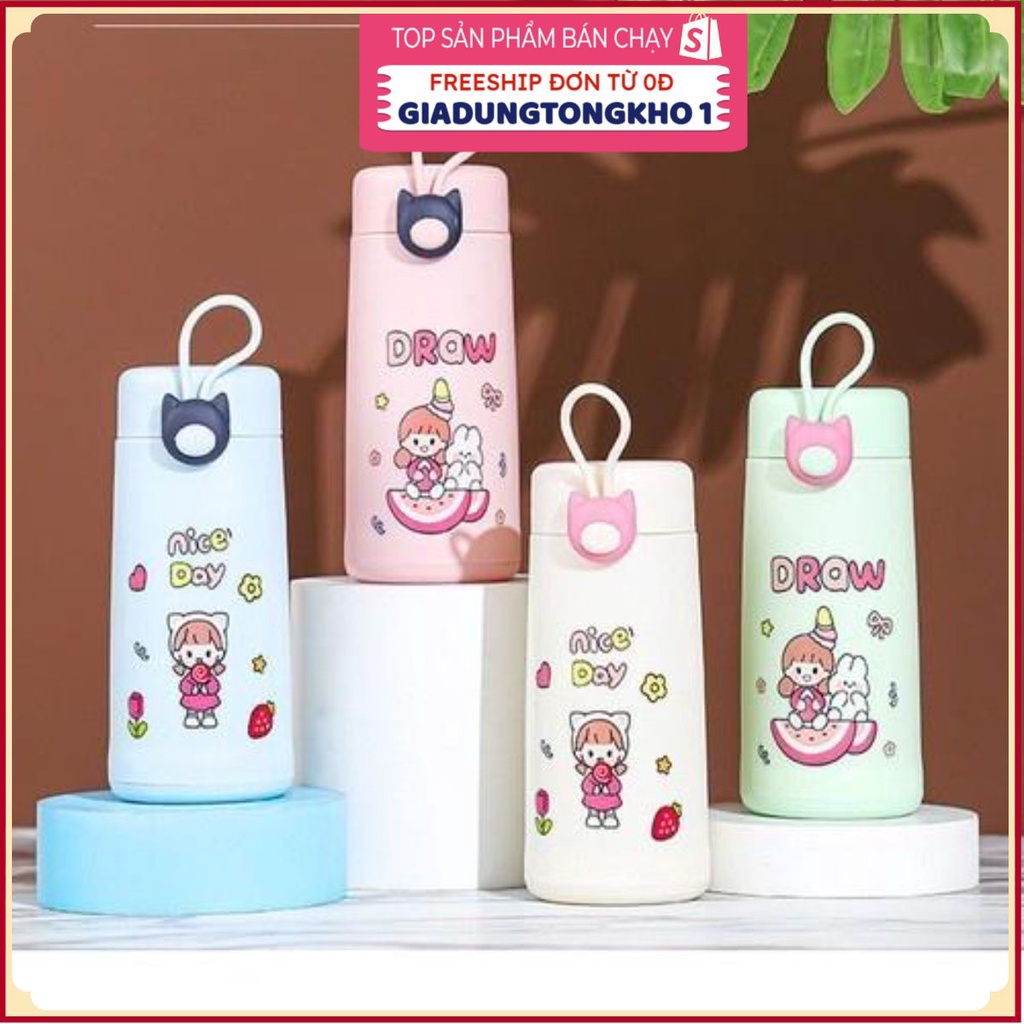 Bình Nước Thủy Tinh Thiết Kế Hoạt Hình Sáng Tạo Dành Cho Bé