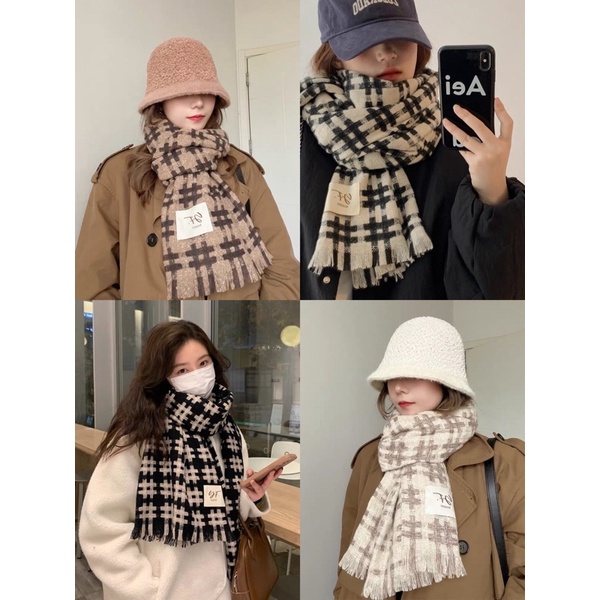 Khăn len dạ quàng cổ nam nữ mùa đông phong cách Hàn
