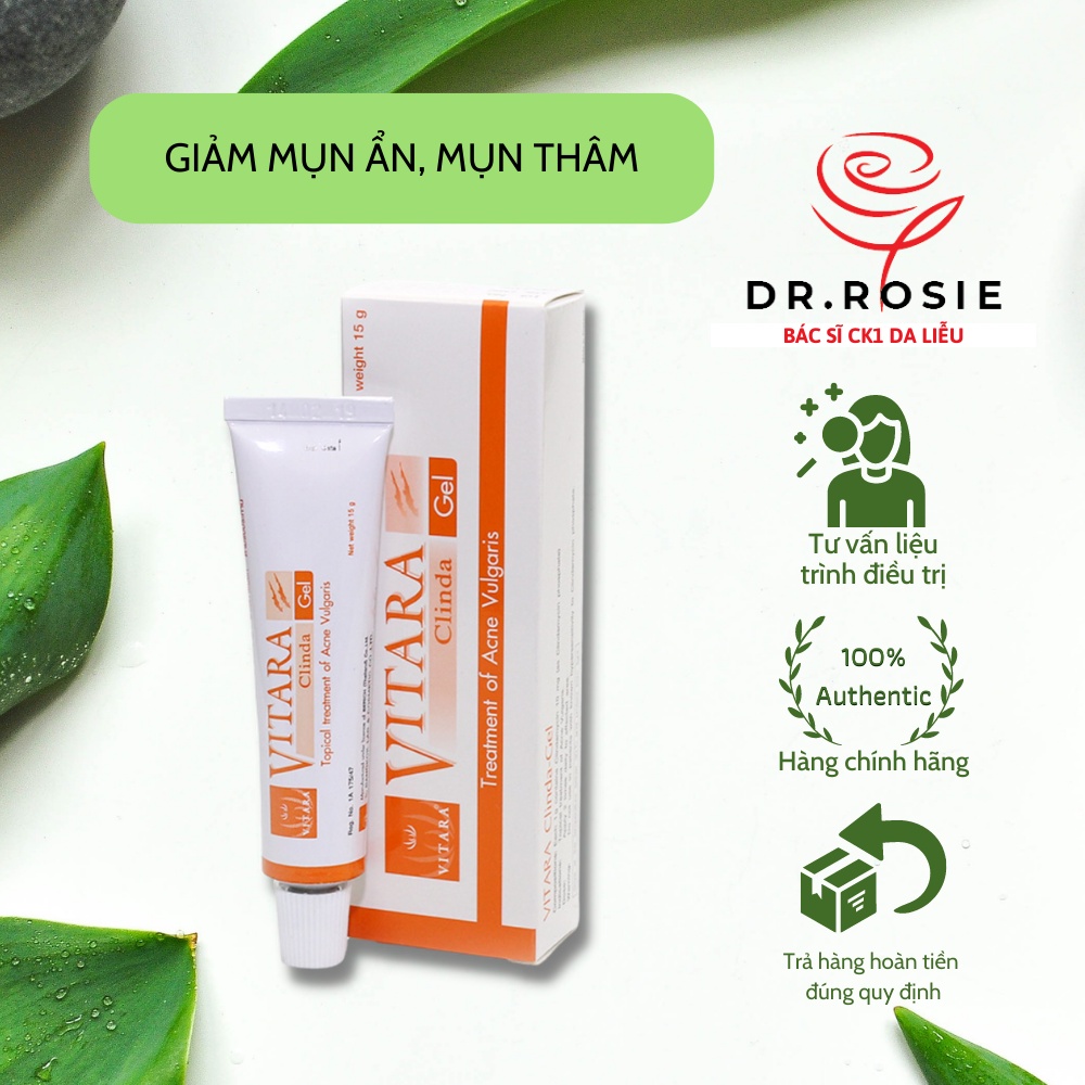 Gel ngừa mụn Vitara Clinda, Kem chấm mụn, giảm mụn ẩn, mụn thâm - Dr.Rosie