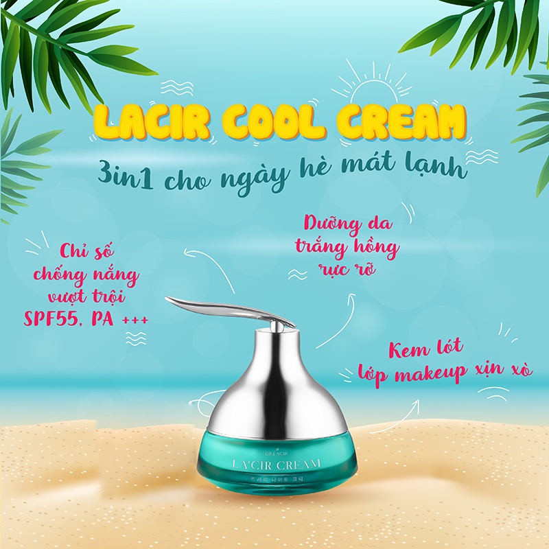 Kem dưỡng ban ngày chống nắng Cool Cream DR.LACIR giúp da trắng sáng, dưỡng ẩm, mờ thâm 35GR