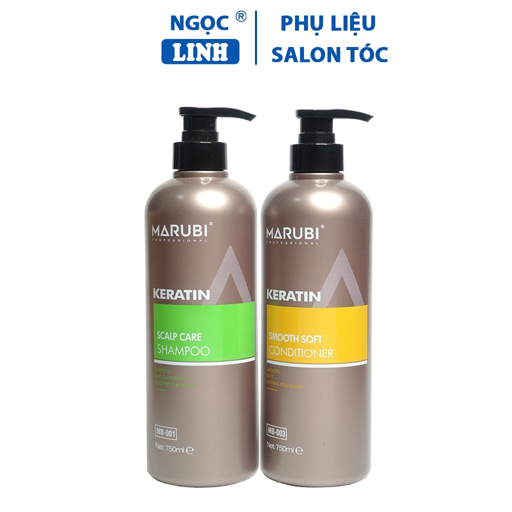 Dầu gội Marubi Keratin chính hãng, dầu cặp Marubi 750ml phục hồi tóc hư tổn, mềm mượt