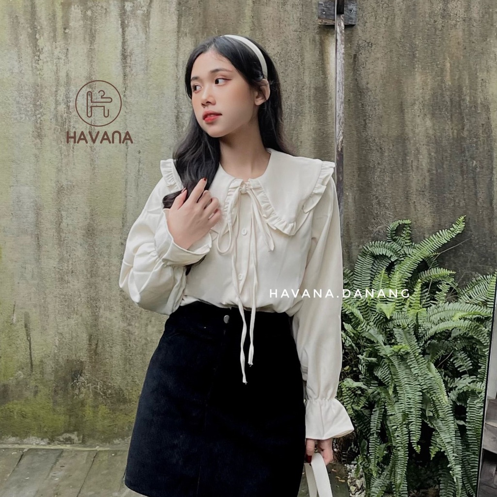 Áo sơ mi nhung bèo trơn buộc dây cùng màu mới, áo kiểu tay bèo hai màu freesize AE363