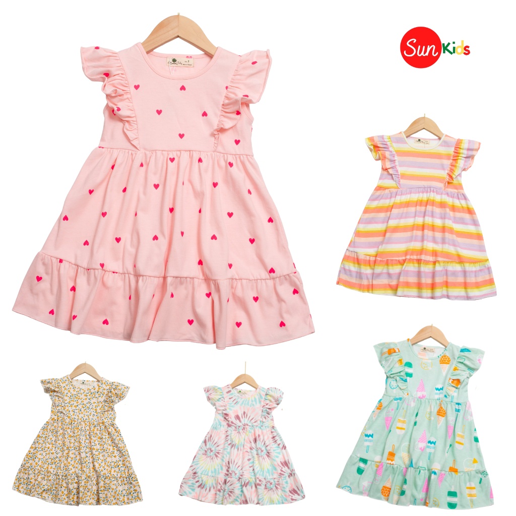 Váy bé gái chất cotton, đầm bé gái size 2-12 tuổi, đầm trẻ em SUNKIDS có nhiều màu