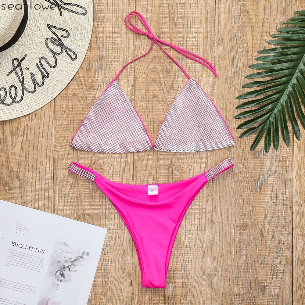 Bộ Đồ Bơi Bikini Đính Đá Lấp Lánh Quyến Rũ Cho Nữ