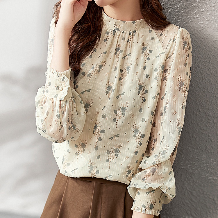 Áo Sơ Mi Chiffon Cổ Đứng Cao Cấp Thời Trang Mùa Xuân 2023 Dành Cho Nữ
