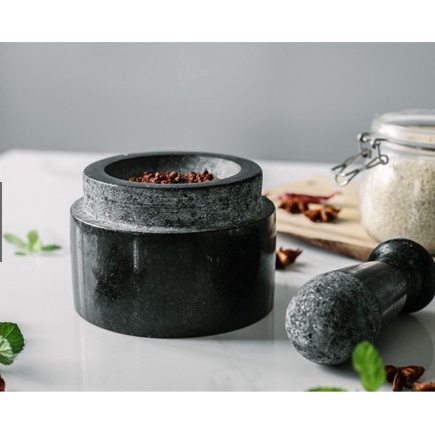 Bộ Cối Đá Nguyên Khối Đen 2 Đầu Tiện Dụng