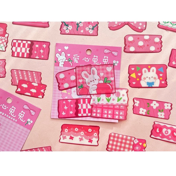 Sticker Trang Trí Dạng Miếng Washi Dùng Trang Trí Sổ, Lưu Bút, Bìa Sách Dễ Thương (Set 40 Miếng Rời)