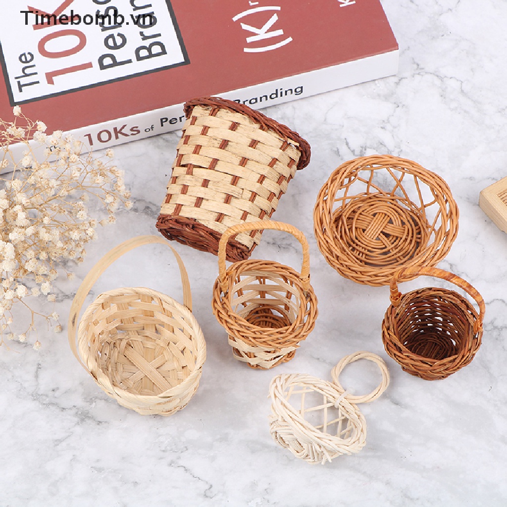 Giỏ Đan Thủ Công Đựng Rau Củ Quả Trang Trí Nhà Búp Bê Tỉ Lệ 1: 12