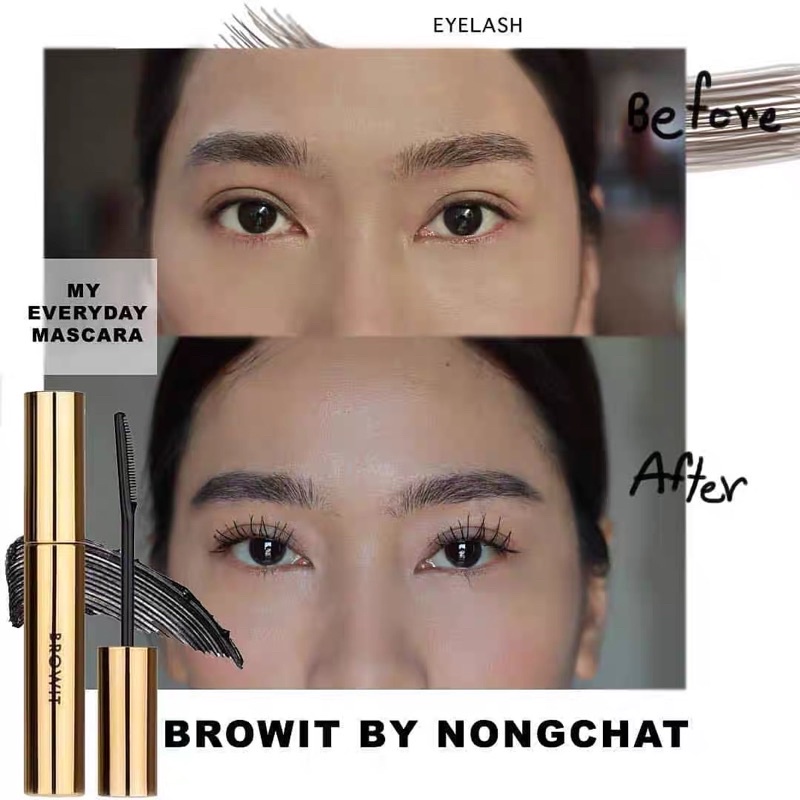 Mascara nongchat browit thái lan đầu lược chải lâu trôi, chống lem , làm dày, dài cong mi tự nhiên không thấm nước