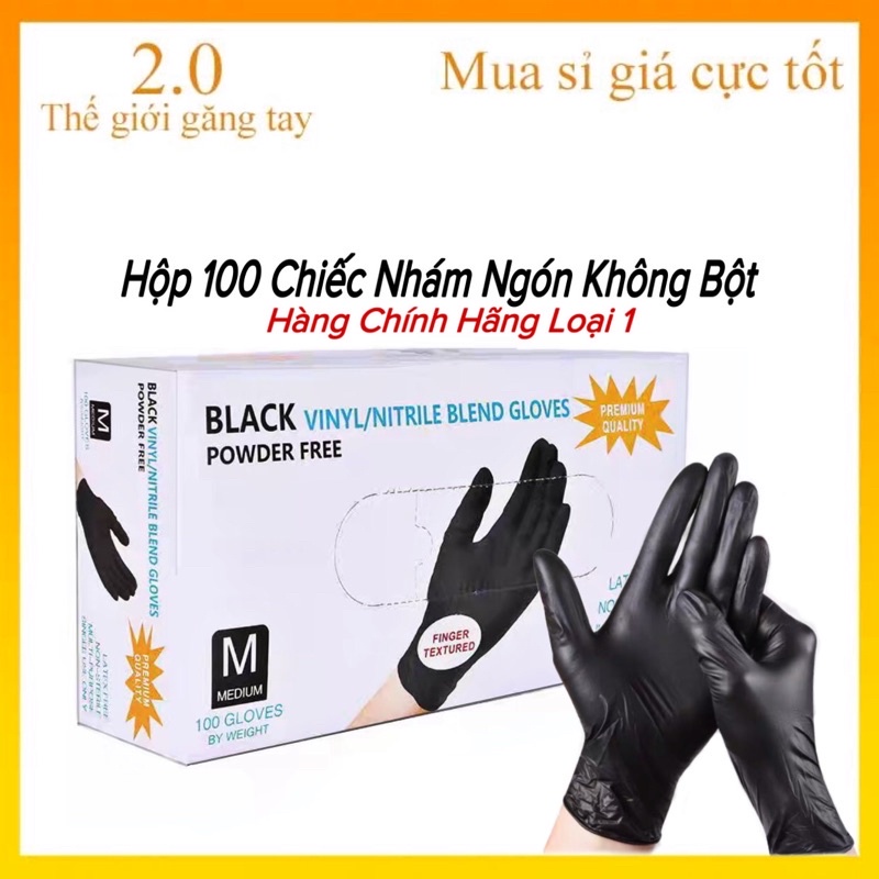 Găng tay màu đen không bột đen nhám , Sử Dụng Trong Tóc Spa Phun Xăm,Thẩm Mỹ,Phun Săm Dầy Dặn Loại 1