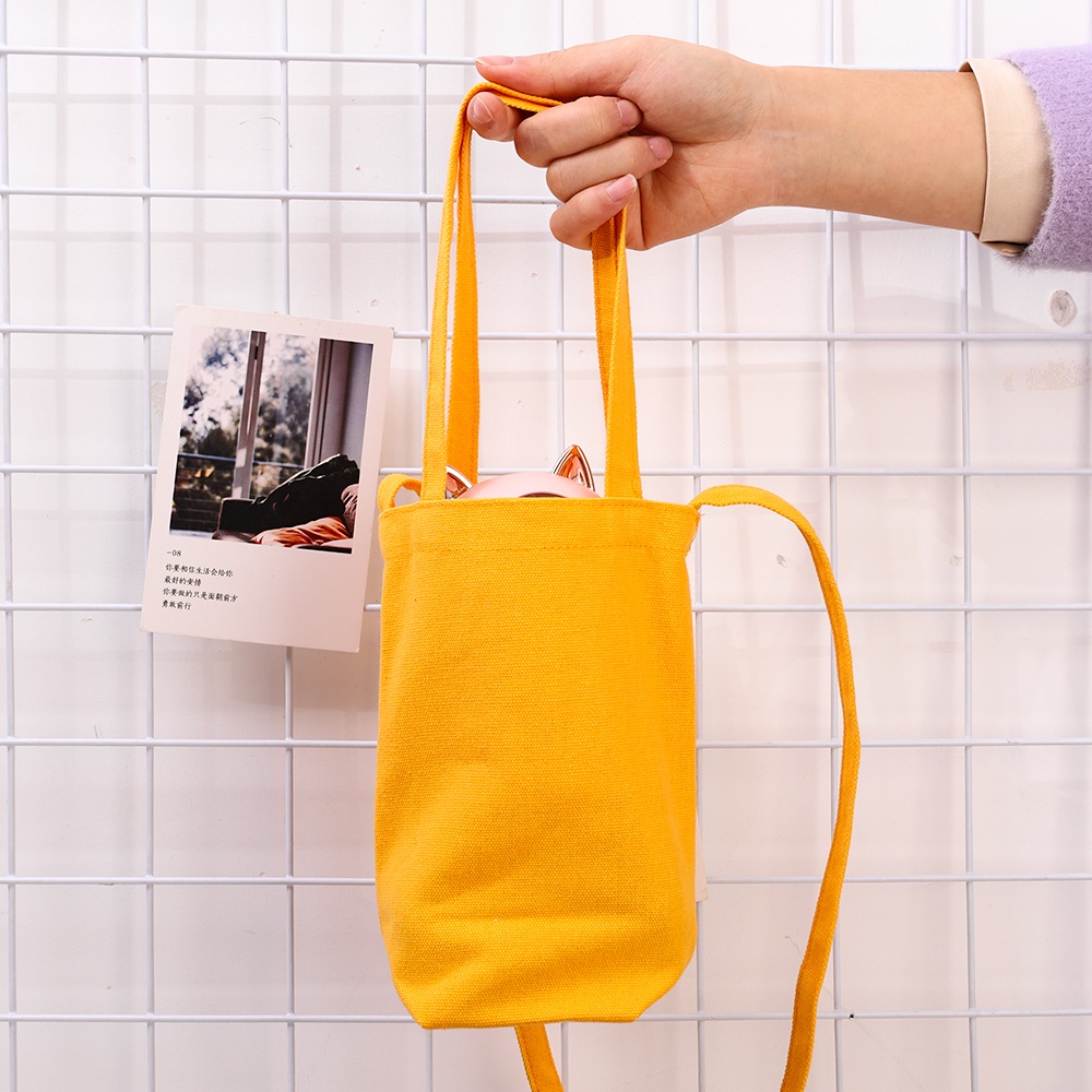 Vỏ Vải Canvas Chất Lượng Cao Đựng Chìa Khóa / Son Môi / Chai Nước Nhỏ Gọn Có Dây Đeo Tiện Dụng Khi Đi Mua Sắm / Du