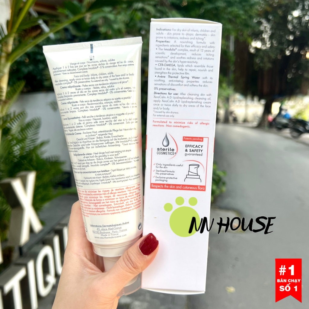 Kem dưỡng ẩm Avene Xeracalm ad 200ml vô trùng cho da khô, chàm cơ địa,mẩn ngứa,lipid glycerin skincare,kem nẻ tái tạo da