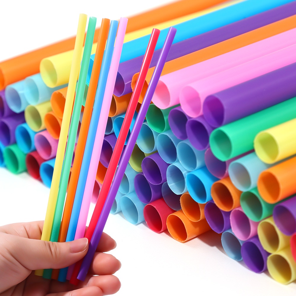 Set 100 Ống Hút Thẳng Bằng Nhựa Nhiều Màu Sắc Sáng Tạo Cho Tiệc Cưới / Nhà Bếp