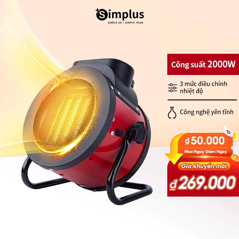 Máy sưởi ấm nhanh Simplus mini 2000W dành cho phòng tắm phòng ngủ gia đình