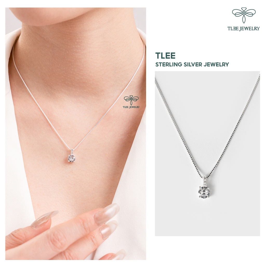 Dây chuyền bạc nữ TLEE mặt đá nhỏ nữ tính TleeJewelry D0160