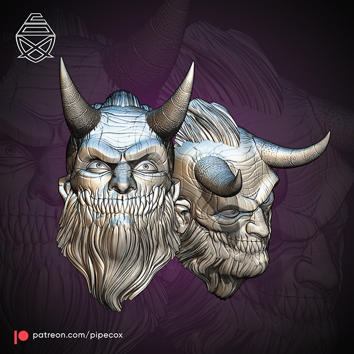 Mô hình in 3D Mặt Nạ Quỷ KRAMPUS Treo Tường Trang Trí Tường