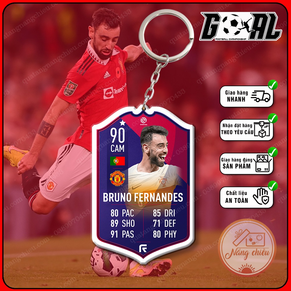 Móc khóa cao cấp cầu thủ Bruno Fernandes-thiết kế ấn tượng 2023-phụ kiện treo balo đẹp-CLB Manchester United[4637-4648]