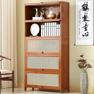 Kệ gỗ đa năng giá đựng đồ gỗ có cửa mây tre đan bền đẹp kệ sách kệ giày