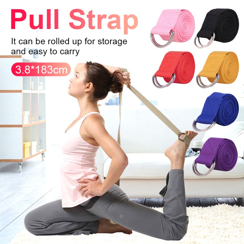 Dây tập Yoga Cotton，Dây Đai Tập yoga，loại tốt dài 1,8m x 3,8cm hỗ trợ tập động tác khó, tăng độ dẻo uốn người tập Yoga