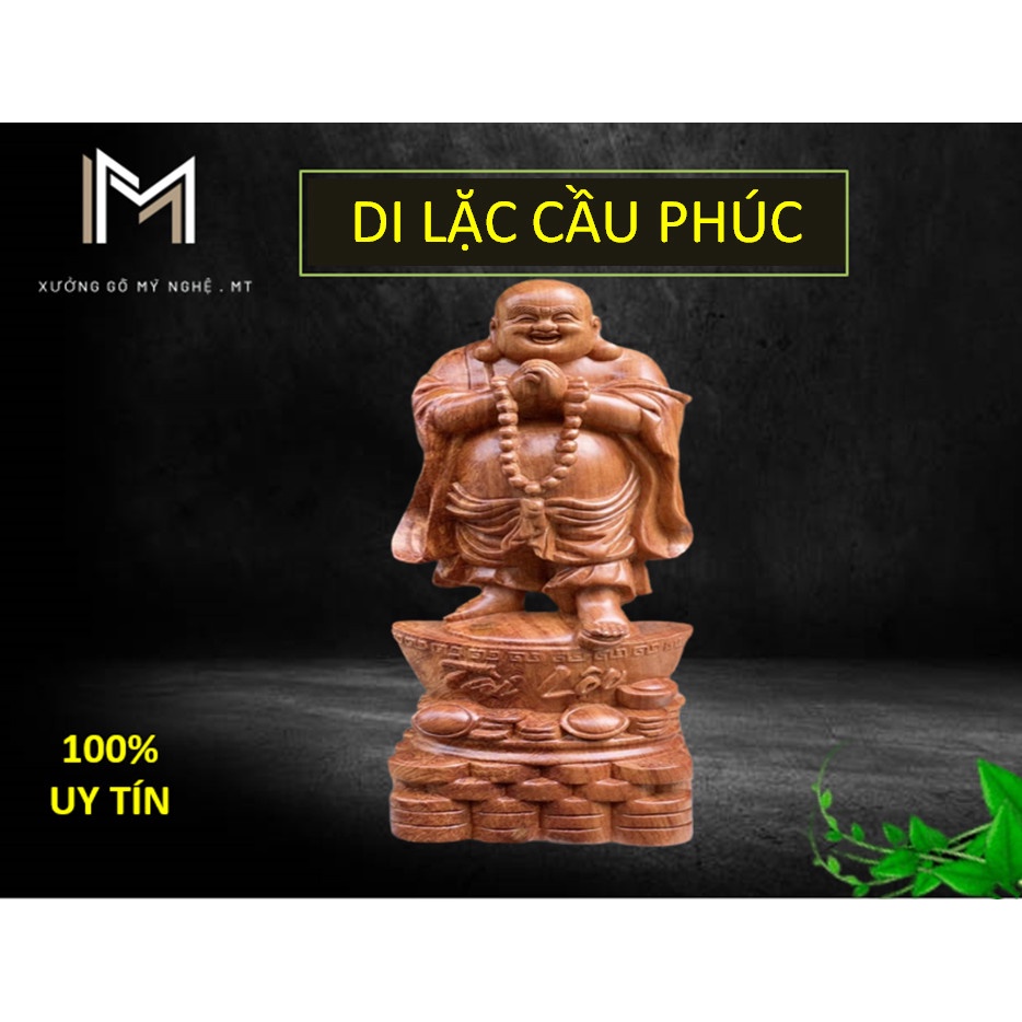 Tượng Gỗ Di Lặc Chúc Phúc - Gỗ Hương Đá 100 % - Cao 40  ( Sơn thường)