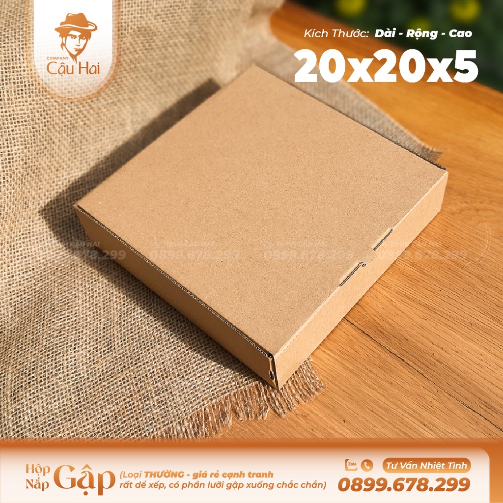 Set 20 hộp carton nắp GẬP 20x20x5