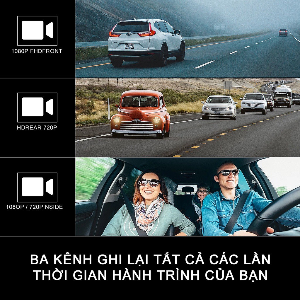 Camera Hành Trình Ô tô X004 trước sau Full HD1080P ，Kèm 2 Cam Trước Và Sau，tích hợp 8 Đèn LED kèm thẻ nhớ 32G