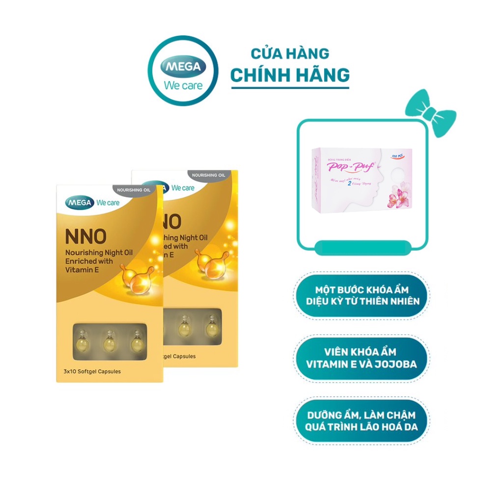 [CHÍNH HÃNG] - Combo 2 NNO Nourishing Night Oil (Hộp 30 viên) + 1 Hộp Bông Tẩy Trang - Dưỡng Ẩm Da Ban Đêm | BigBuy360 - bigbuy360.vn