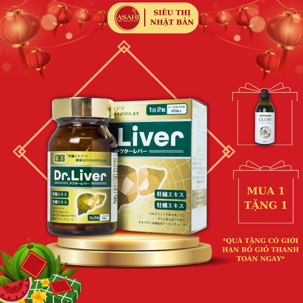 Viên bổ gan DR LIVER hộp 60 viên bảo vệ sức khỏe gan, thanh nhiệt cơ thể - ASAHI MART